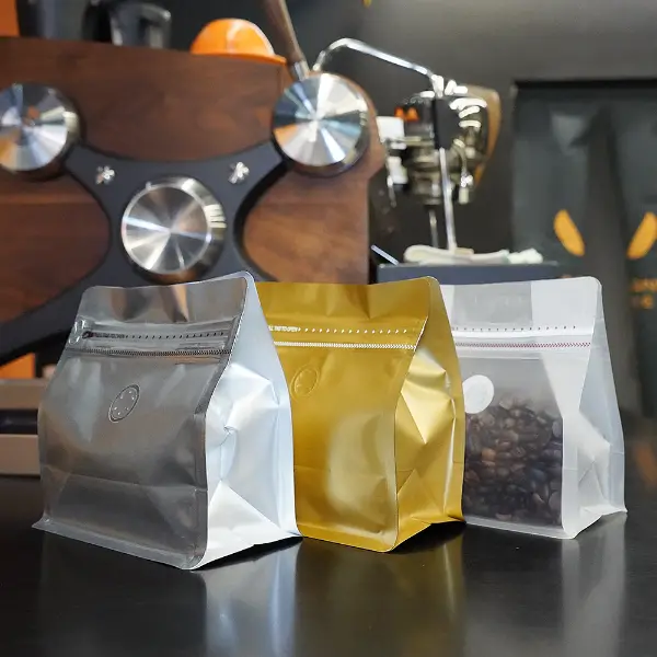 Bolsas de café horizontales de 150g para envase de café con válvula y cremallera