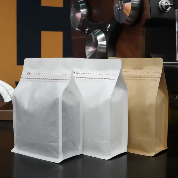 250Bolsas de café G stock con diseño de fondo plano en plástico y papel kraft