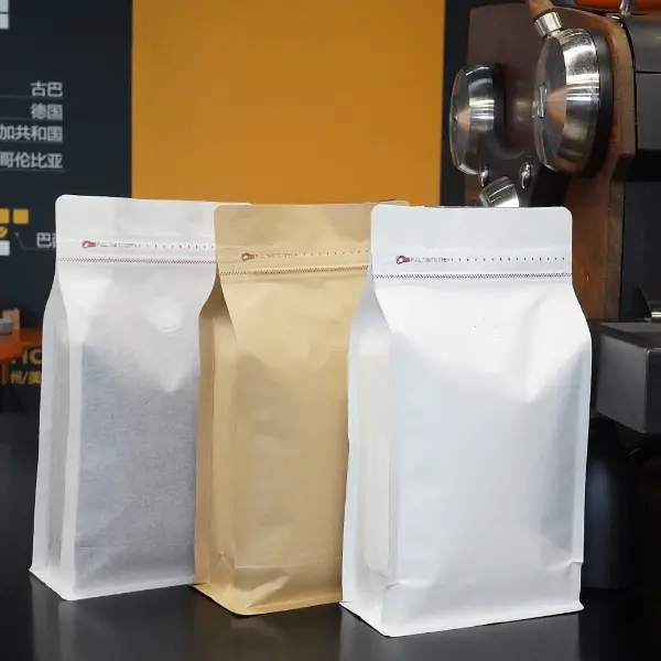 500G bolsas de café de plástico con válvula de desgasificación en blanco y negro