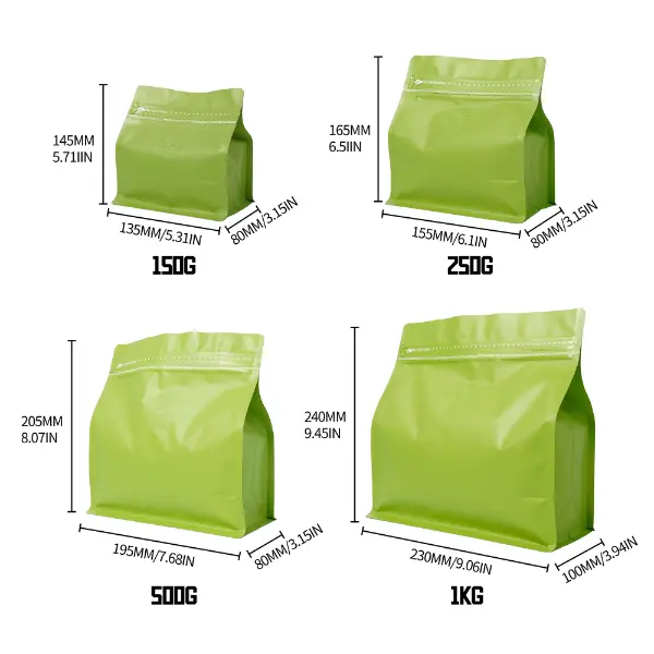 500G bolsas horizontales de café en blanco y negro para embalaje minorista