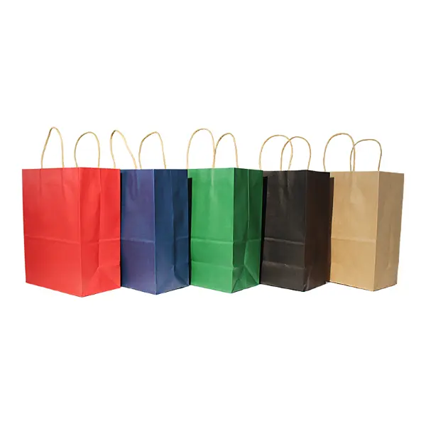 Bolsas de regalo de papel kraft medianas con asas para tazas para comida para llevar y sets de café