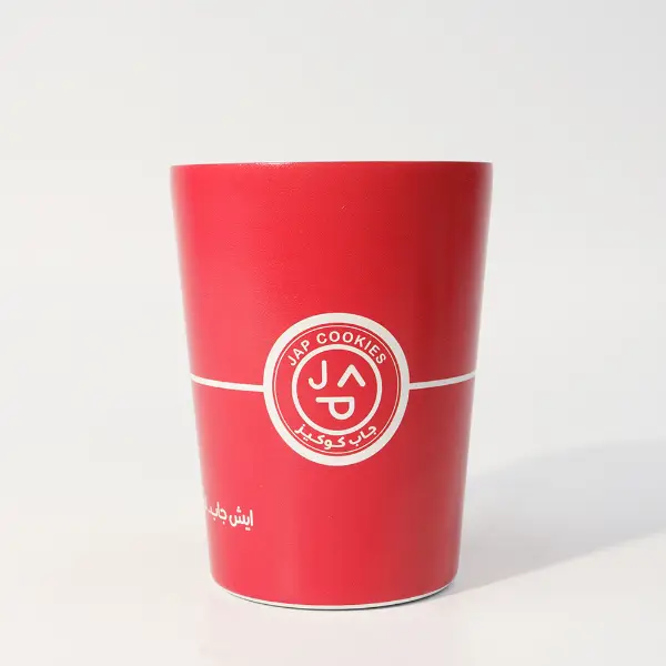 Vista frontal con copa de vacío recubierta de cerámica y impresión del logotipo de la marca