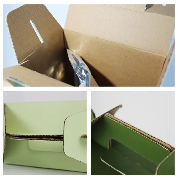 Proceso de montaje de la bolsa para el bico líquido de café con caja de papel