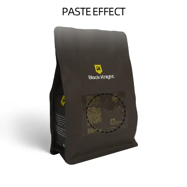 Pegatina UV transparente con estampado en oro mate y tipografía fina