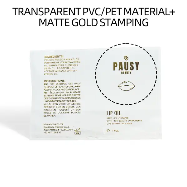 Efecto de pasta de la pegatina UV transparente sobre la superficie mate del embalaje