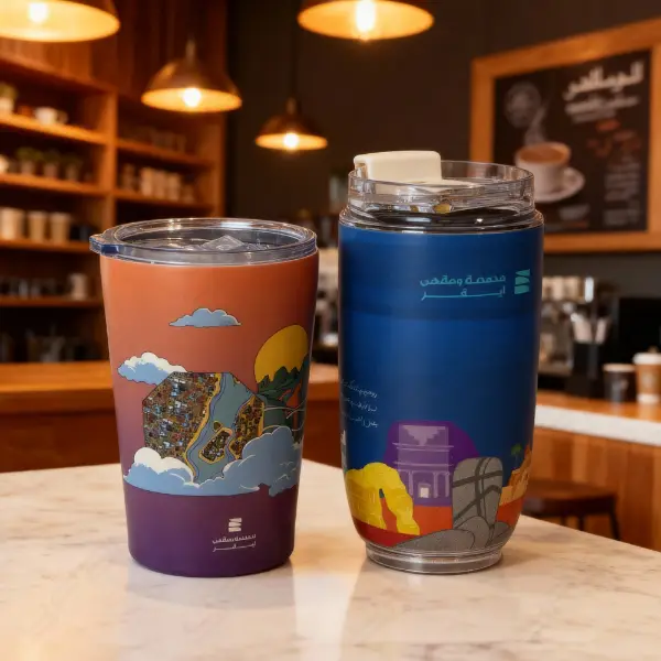 Vaso de vacío personalizado con tapa transparente y diseño impreso para marcas de café