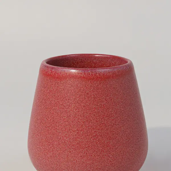 Diseño e impresión de vaso cerámico con esmalte cerámico de textura roja