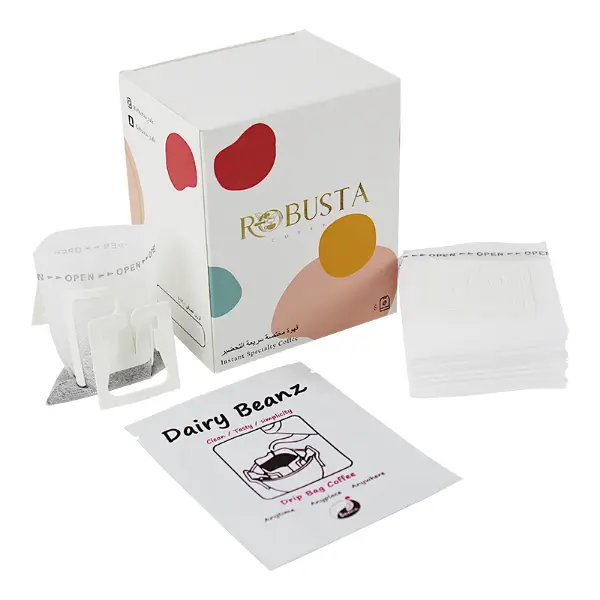 Drip coffee paper box with drip filters and sachets