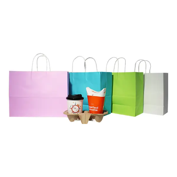 Bolsas de regalo ecológicas de papel XL Kraft usadas para regalar café y envasar comida para llevar