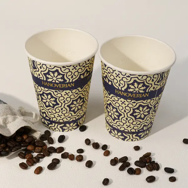 Tazas de café de papel en relieve personalizadas con diseño texturado premium