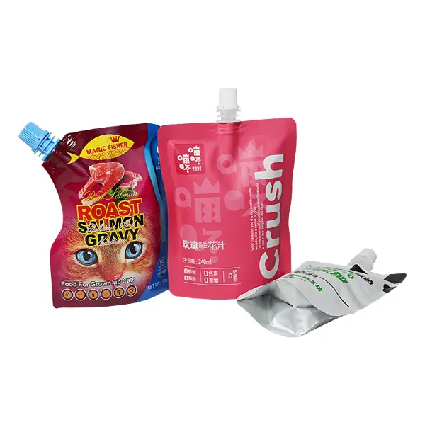 Bolsillo de plástico flexible diseñado para productos líquidos y salsas que se pueden exprimir