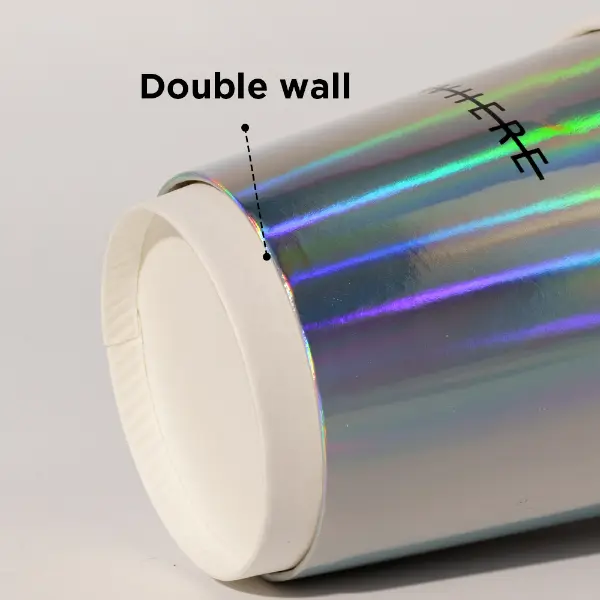 Estructura de doble pared y superficie holográfica de papel en forma de lámina