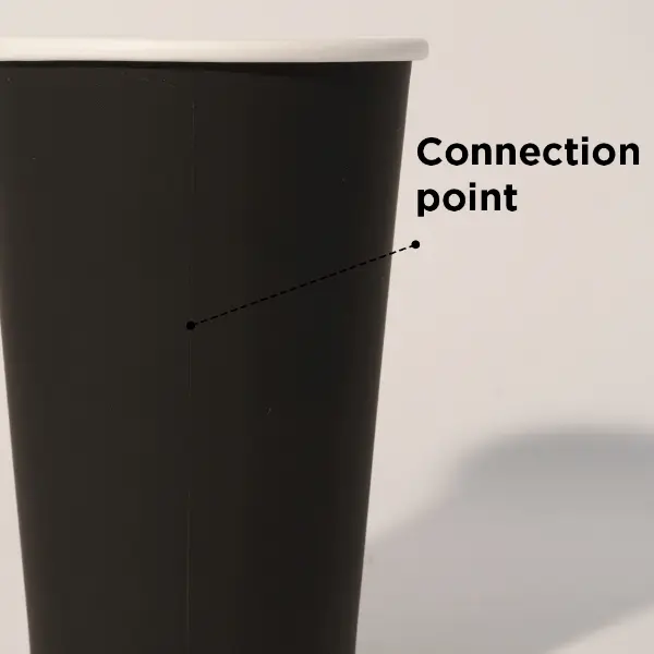Punto de unión de la taza de papel con estampado en caliente con acabado de borde liso