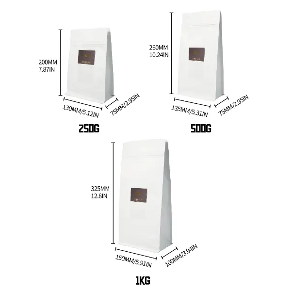 Ventana personalizable con ranura de tarjeta en bolsas de café de papel kraft