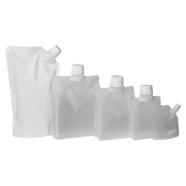 Bolsitas transparentes mate con bico en varios tamaños con tapones de rosca para líquidos y envases de alimentos