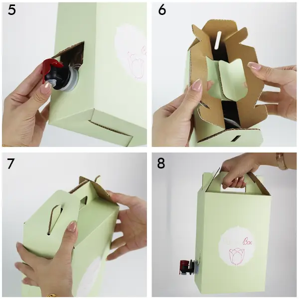 Detalle del asa y el tap en una bolsa de papel personalizada en el box set