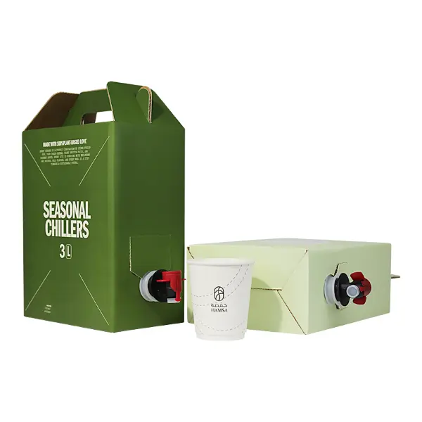 Bolsa de papel en caja en varios colores para el embalaje de bebidas de marca
