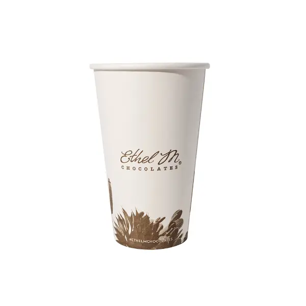 Vasos de papel de pared personalizados con vista frontal para café y bebidas