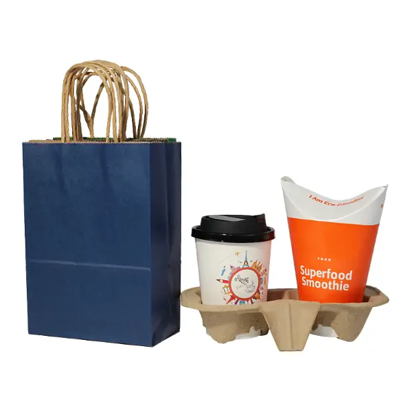 Pequeñas bolsas de papel con asa y diseño de color liso