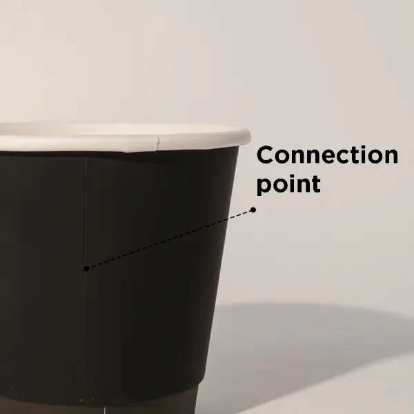 Punto de unión suave al tacto de la taza de papel que muestra un acabado liso y una artesanía de alta calidad