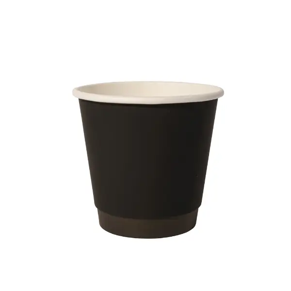 Vaso de papel negro de tacto suave con aislamiento de doble pared para bebidas calientes