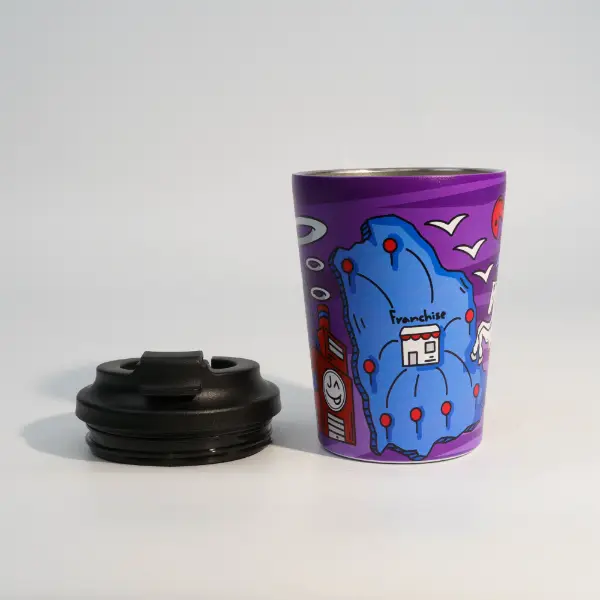 Vaso de vacío con acabado UV con diseño impreso personalizado y estructura aislante