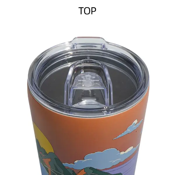 Vista superior de la copa de vacío con tapa transparente y estructura de sellado transparente