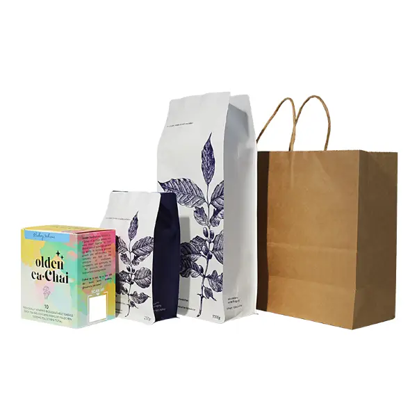 Bolsas de regalo de papel kraft XL que contienen bolsas de café y artículos en caja para regalar y usar al público