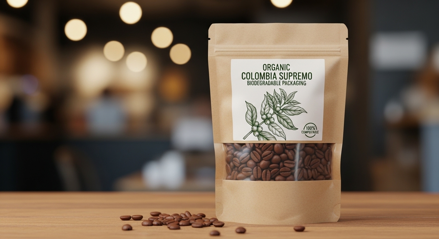 Envases biodegradables de granos de café