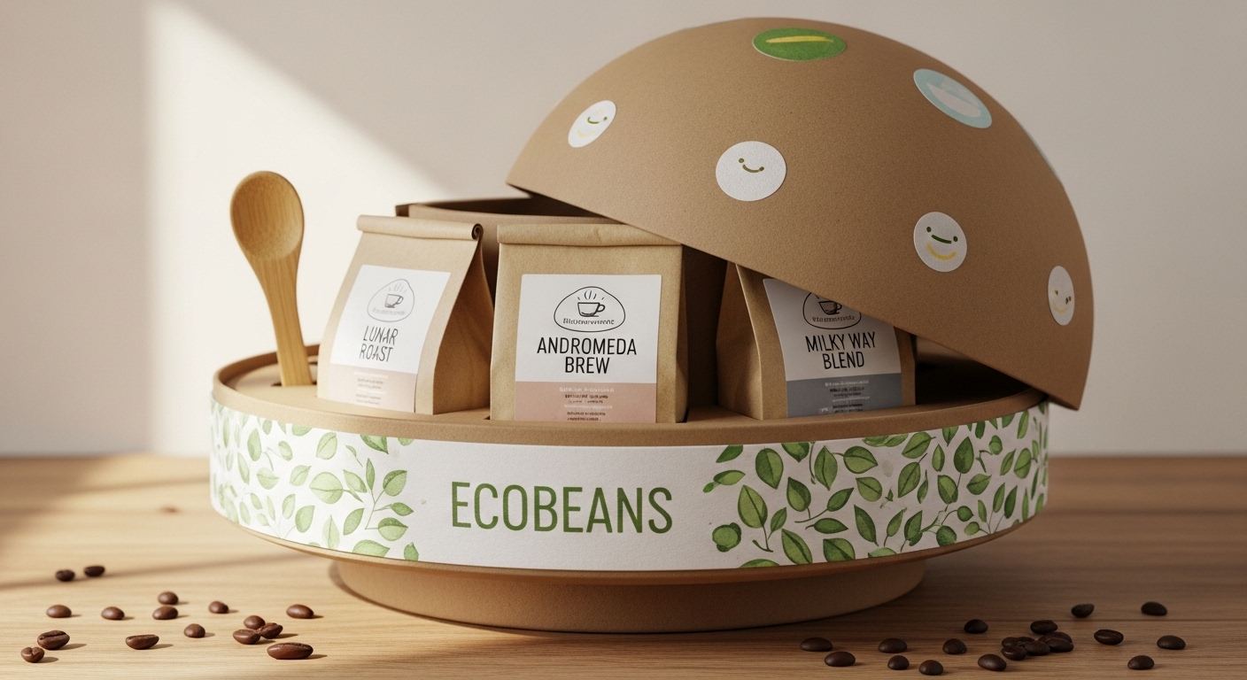 Caja de café OVNI sostenible