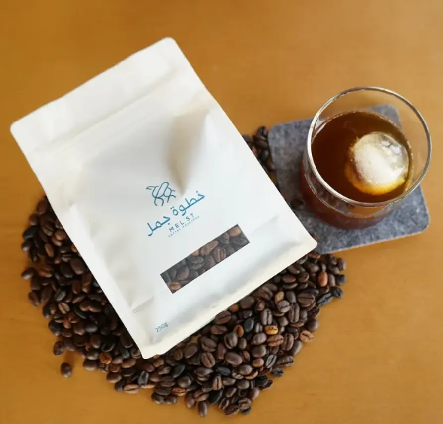 Bolsas de café ecoecológicas de fondo plano