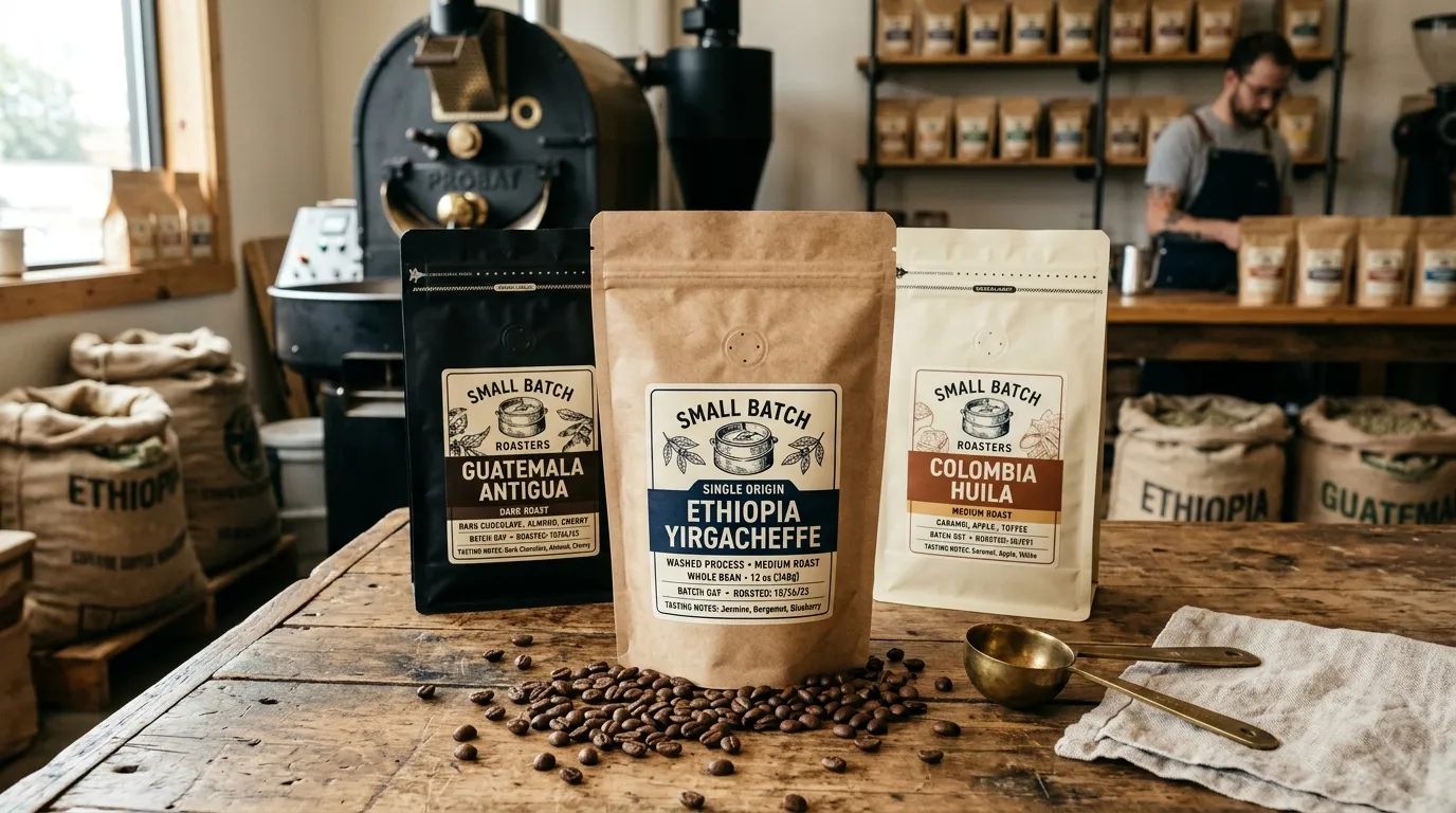 Bolsas de café en lotes pequeños personalizadas