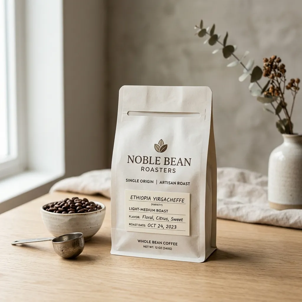 Bolsa de café en el estudio