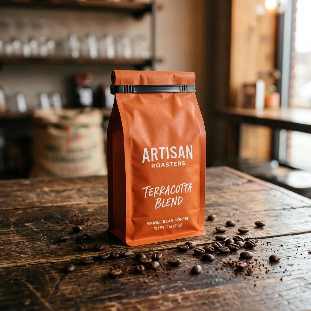 Terracotta_coffee_pouch_on_table