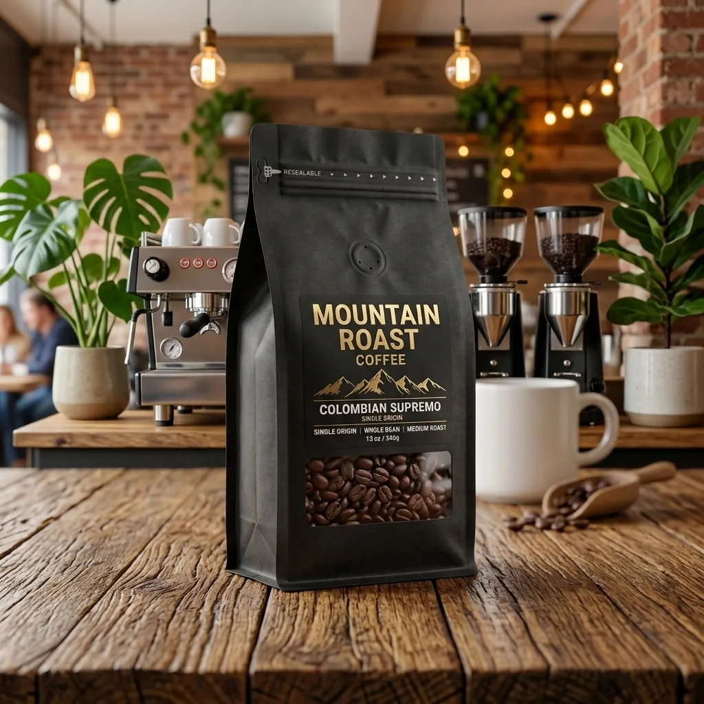 bolsas de café con fondo bloqueado