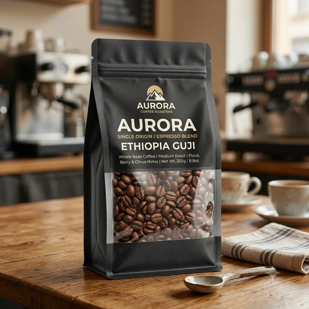 Forma de caja de bolsa de café