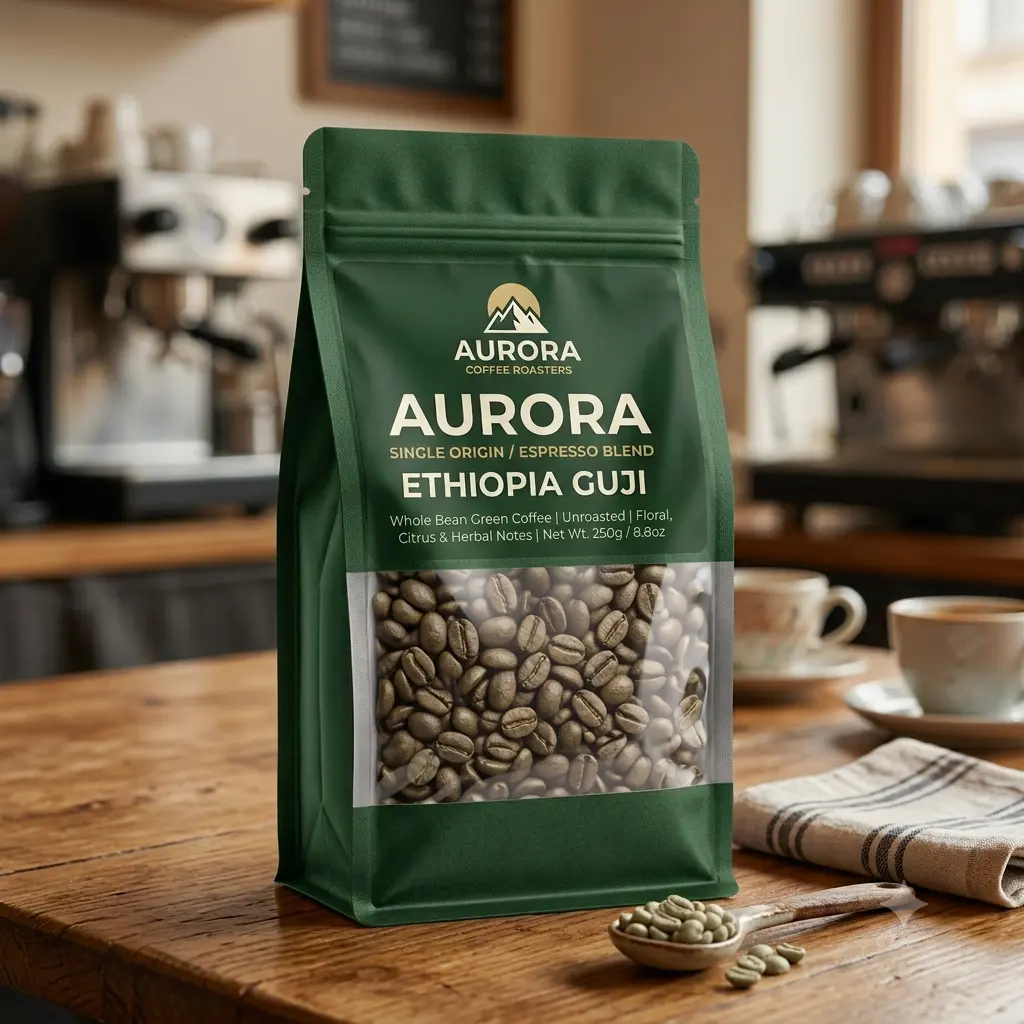 Cajas de café en forma de bolsas