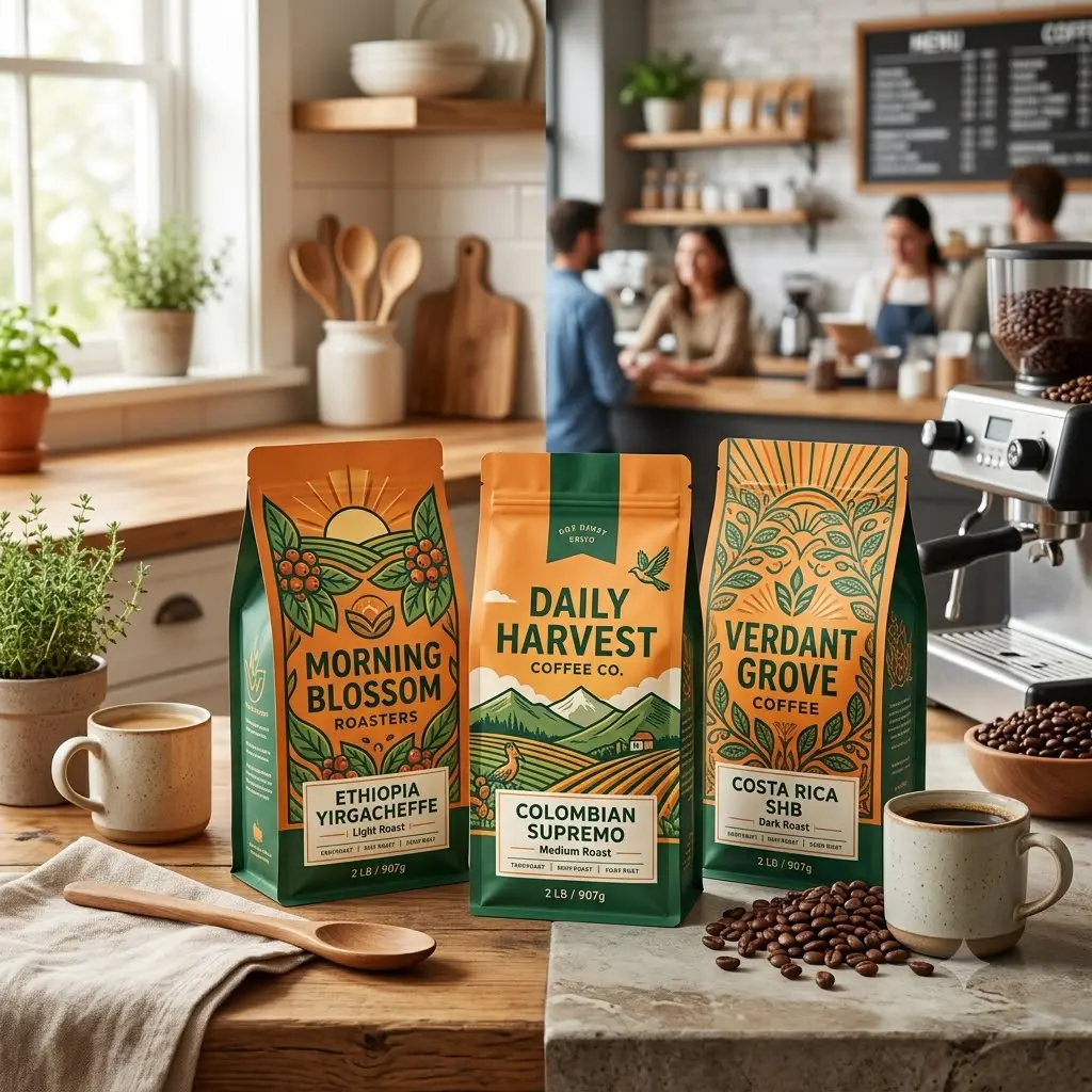 bolsitas de cajas de envases de café