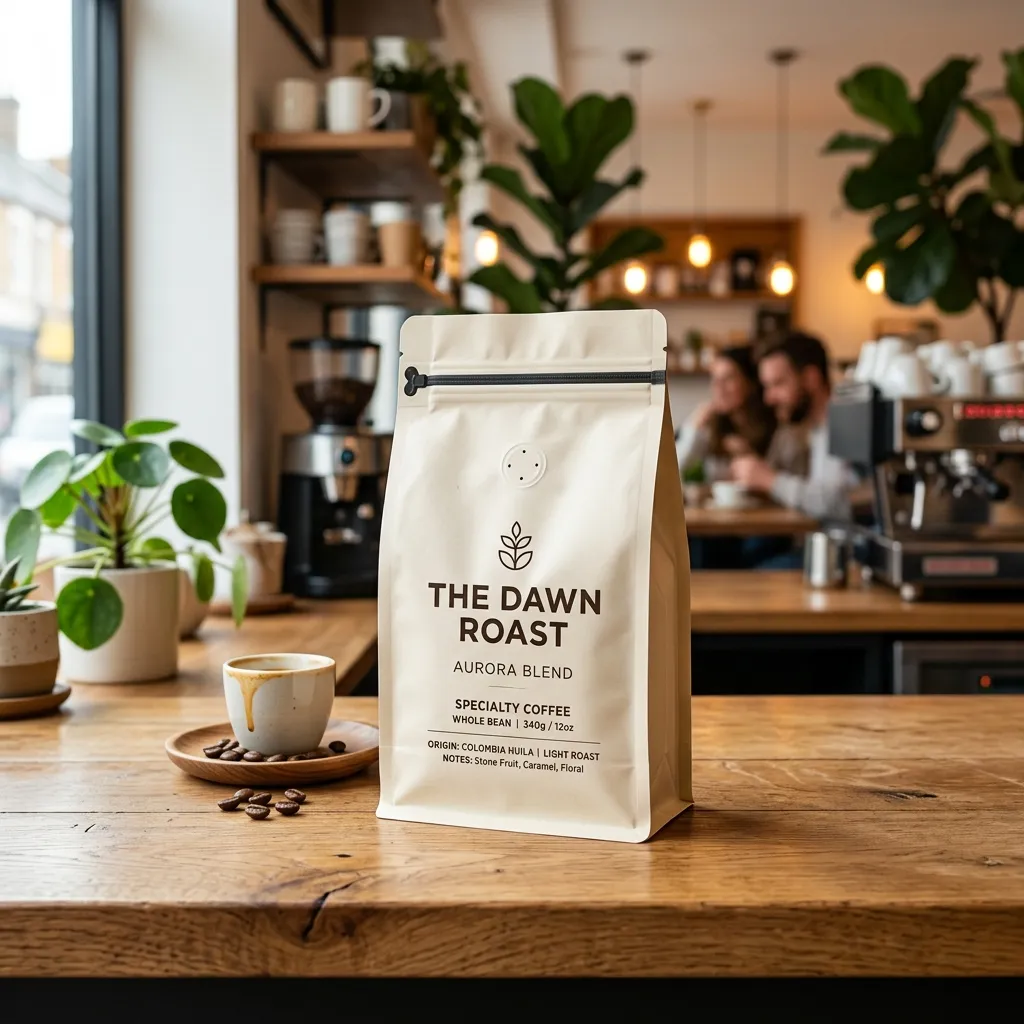 envase de café con fondo plano