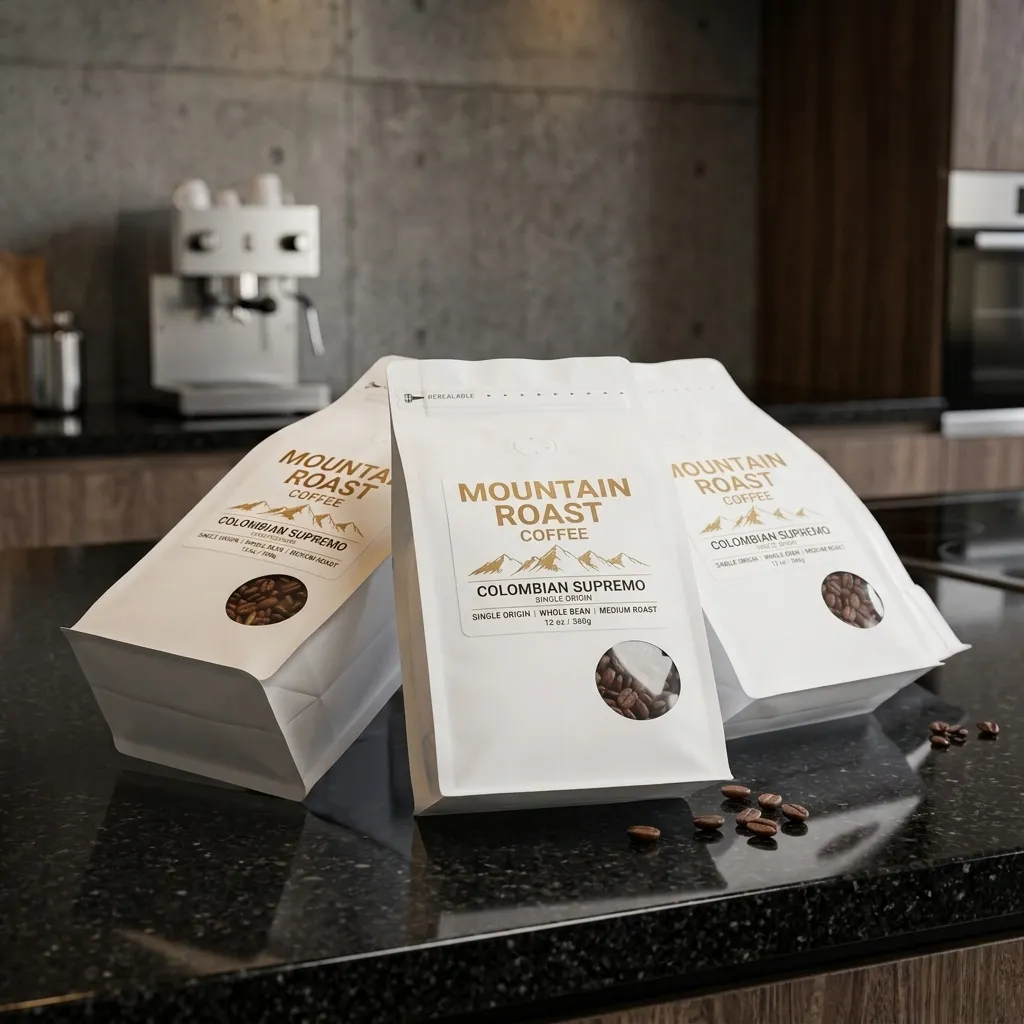 bolsas de café horizontales con base plana personalizadas
