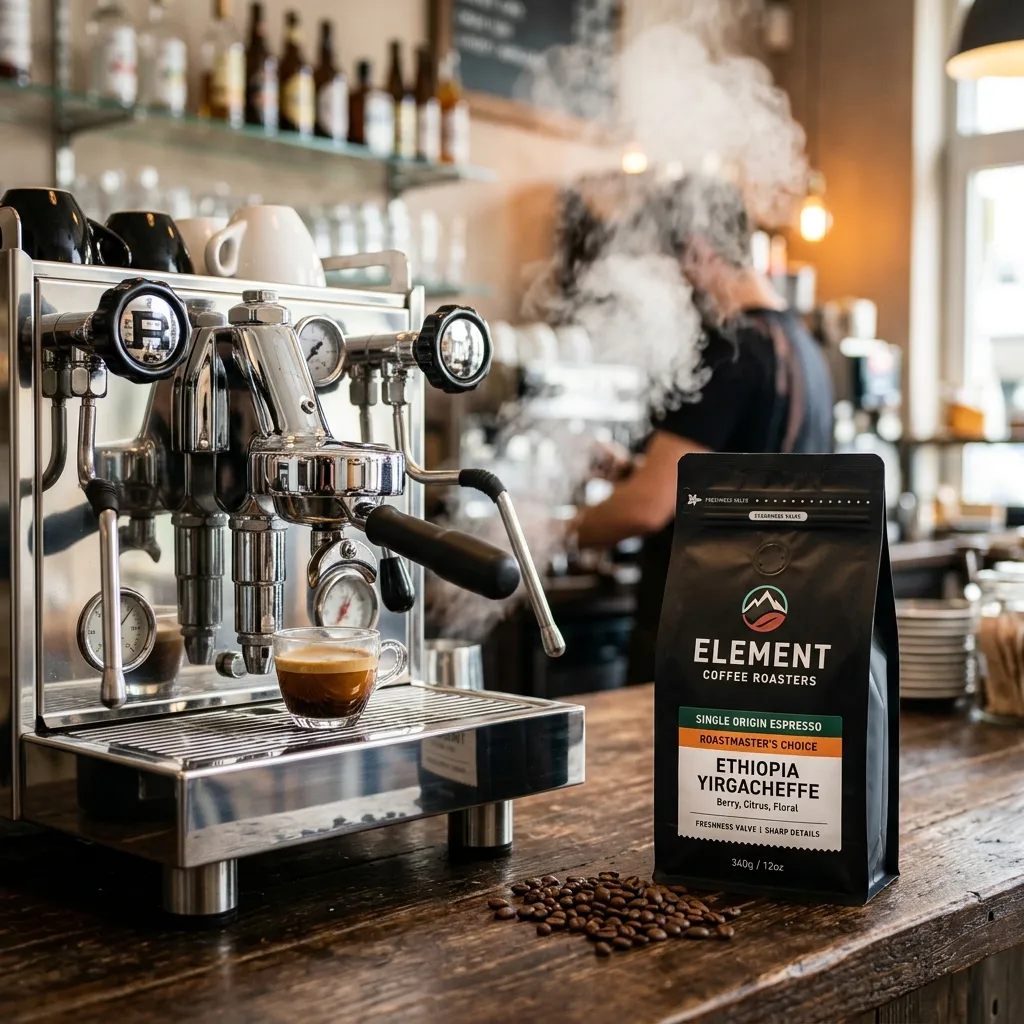 una bolsa de café de fondo plano