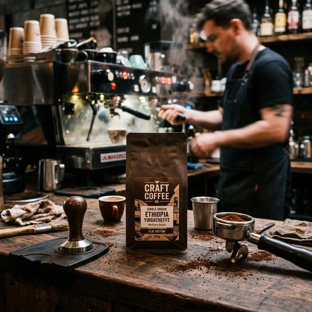 envase de café con fondo plano