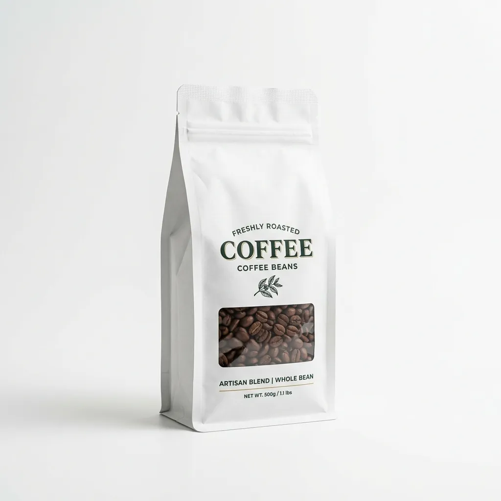 bolsitas de café con fondo plano de papel de aluminio