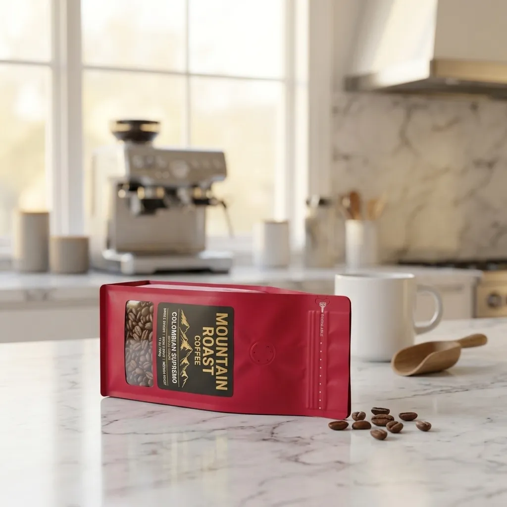 bolsa de café con fondo ancho impresa