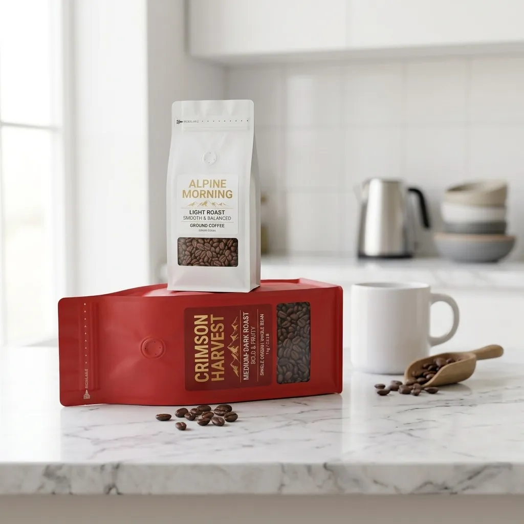 dos bolsas de café de base ancha
