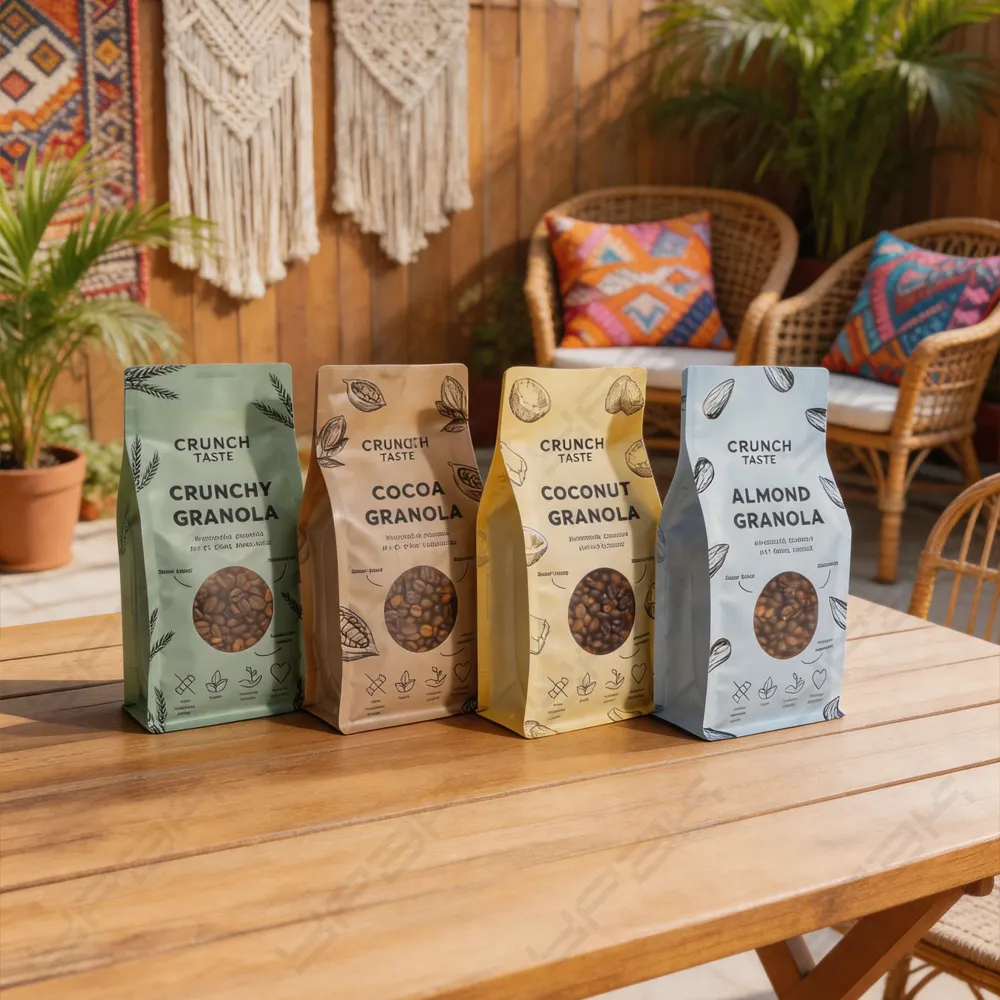 Bolsas de café reciclables con fondo plano
