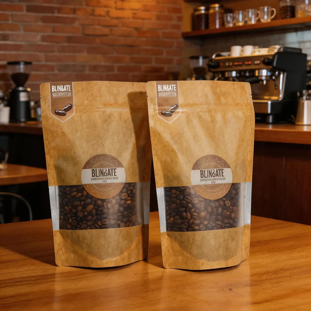 Bolsas de café de papel Kraft con ventana