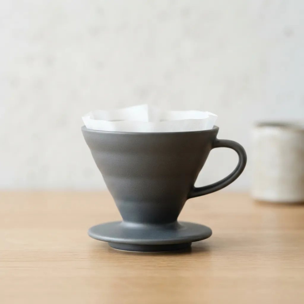 Café Vertido sobre el Goteador de Filtro