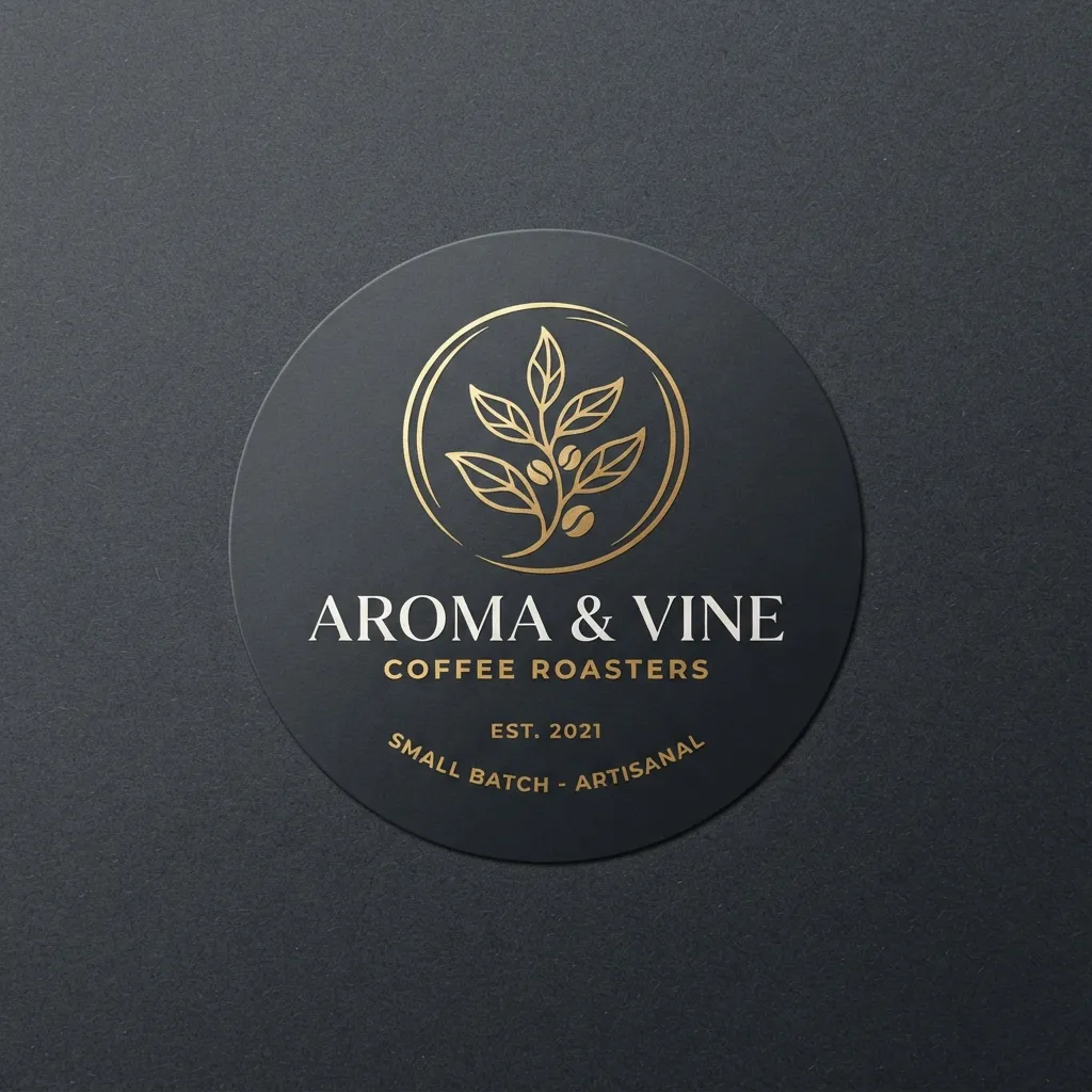 Pegatinas de envases de café y de marca.