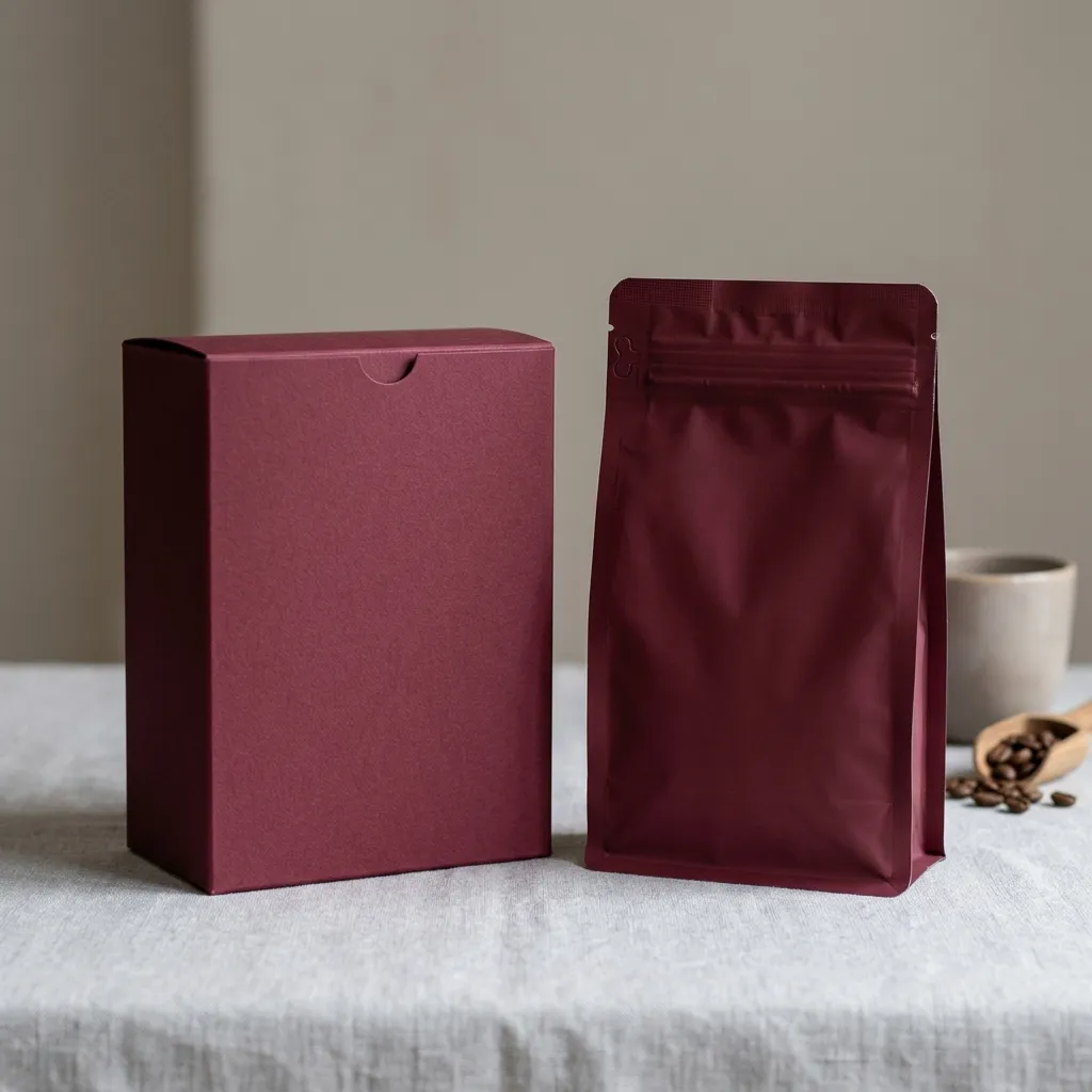 Combinación de caja de café y bolsa